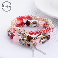 luxury brand jewelry red crystal beads bracelets for women boho charm bracelet set wedding party love gift fashion accessories
