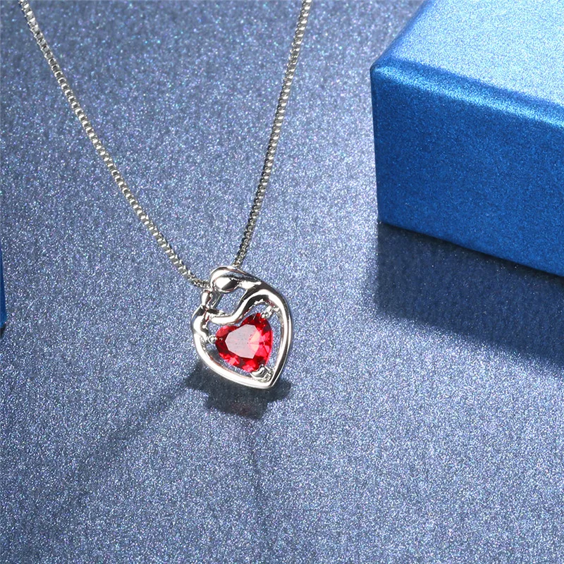 ROXI ROMAD Brand White Gold Color Red Love Heart Crystal Pendant Necklace For Women Choker Wedding Luxury Jewelry Gift | Украшения и