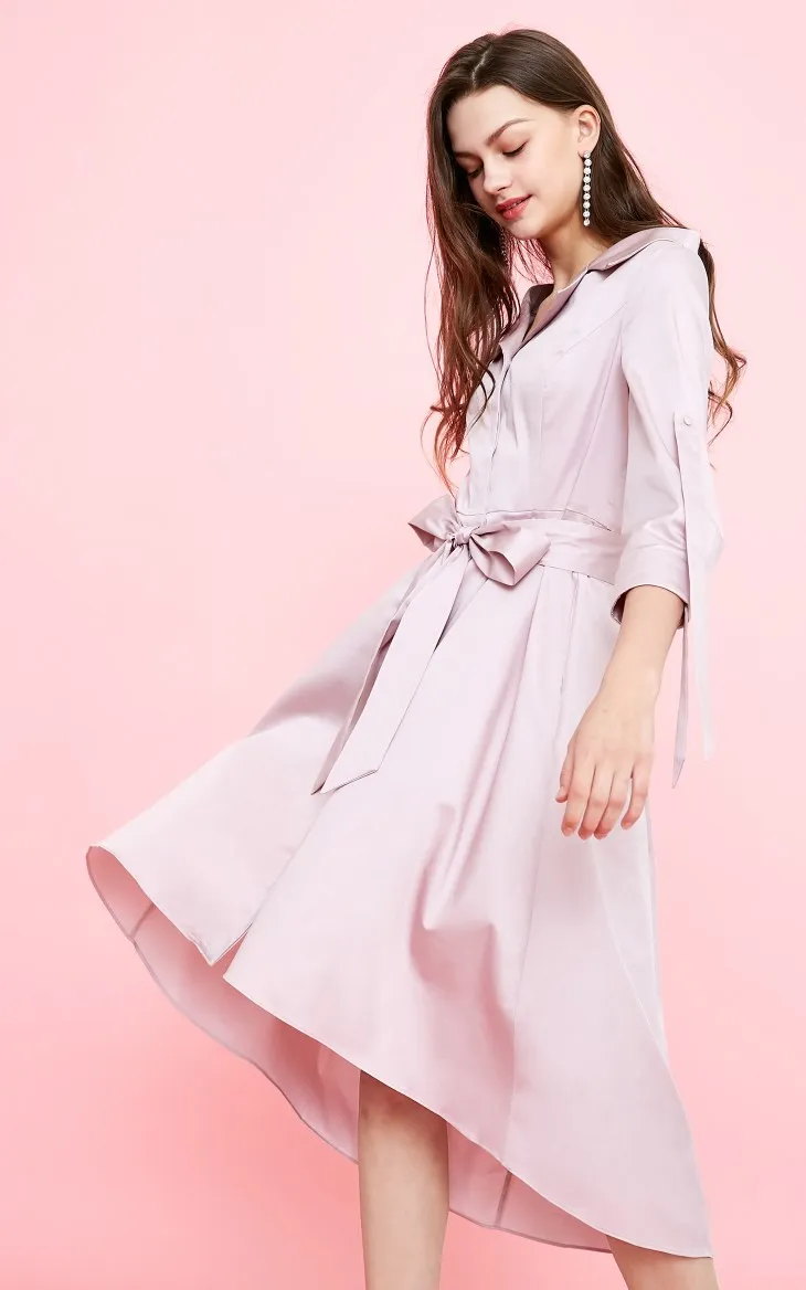 Vero Moda платье женское декоративные ленты 3/4 рукава однобортное платье-рубашка | 31837C508
