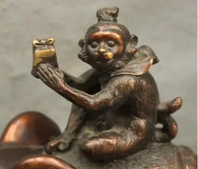 8 &quotКитайский благоприятный Чистая Бронзовый Обезьяна ездить слона печать