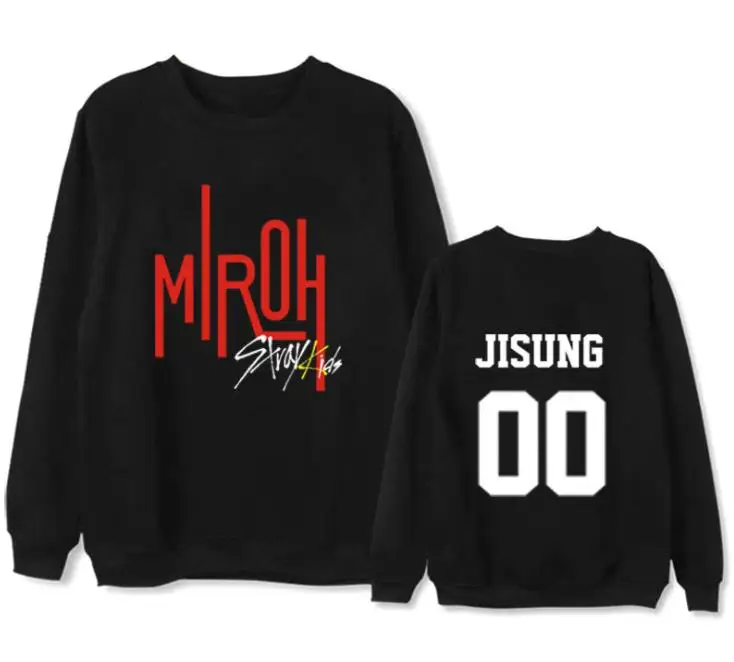 

Kpop straykids new album miroh member name printing o neck fleece hoodies unisex fashion pullover loose k-pop sweatshirt
