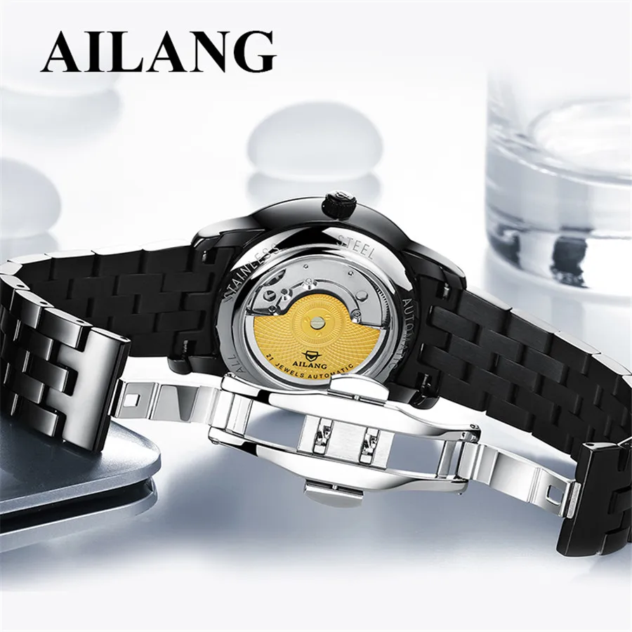 

relogio masculino AILANG Mens Watches Top Brand Luxury Fashion Business Automatic Watch Sport Full Steel Mechanical Wristwatch