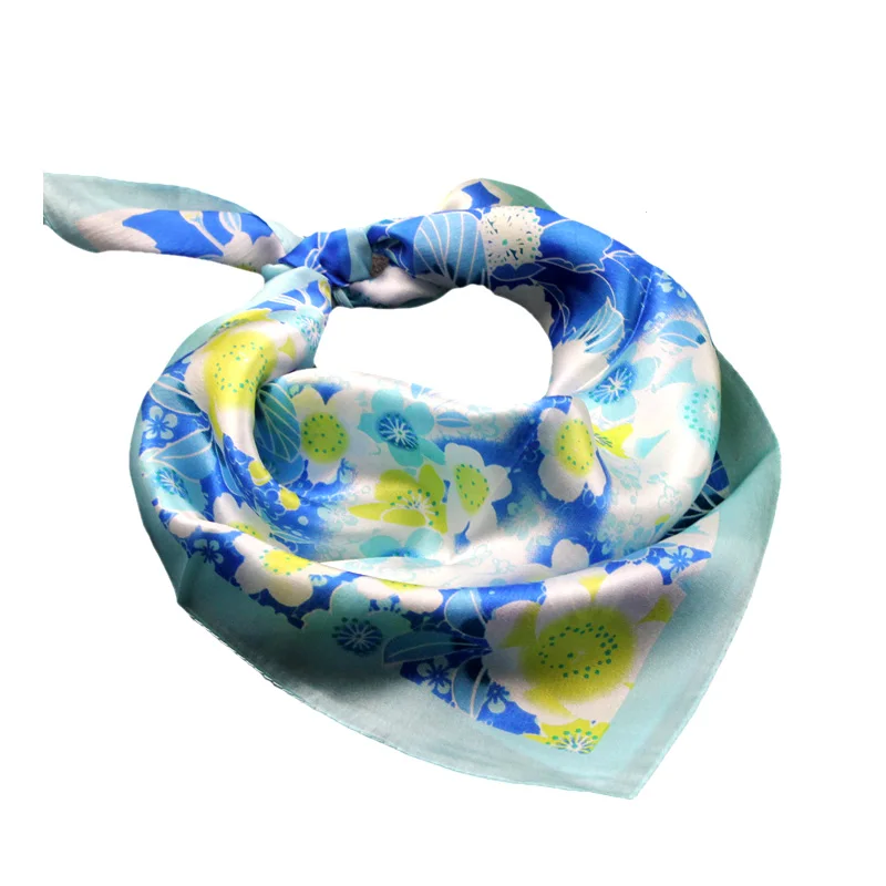 Оптовая продажа женский Шелковый атласный шарф с индивидуальным принтом для