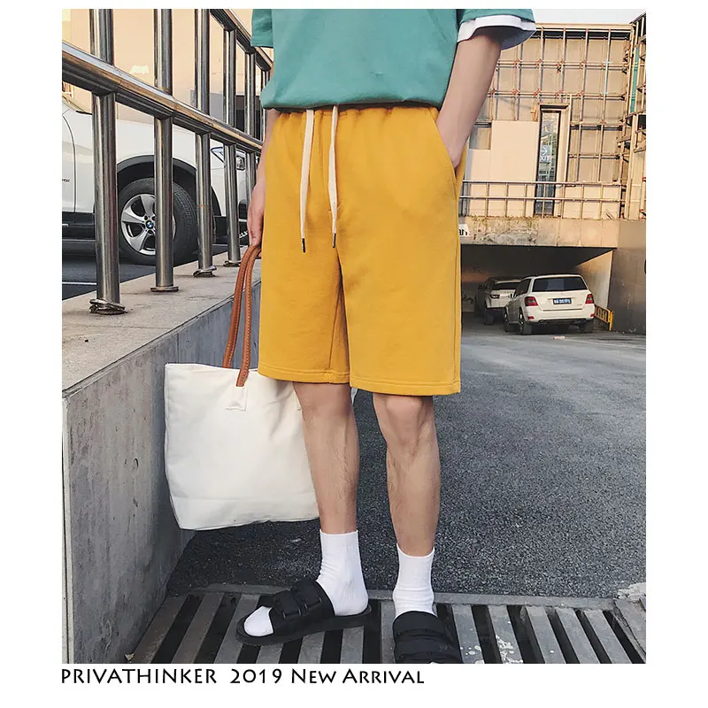 Privathinker мужские однотонные треники из хлопка шорты 2019 s Harajuku уличная черные летние