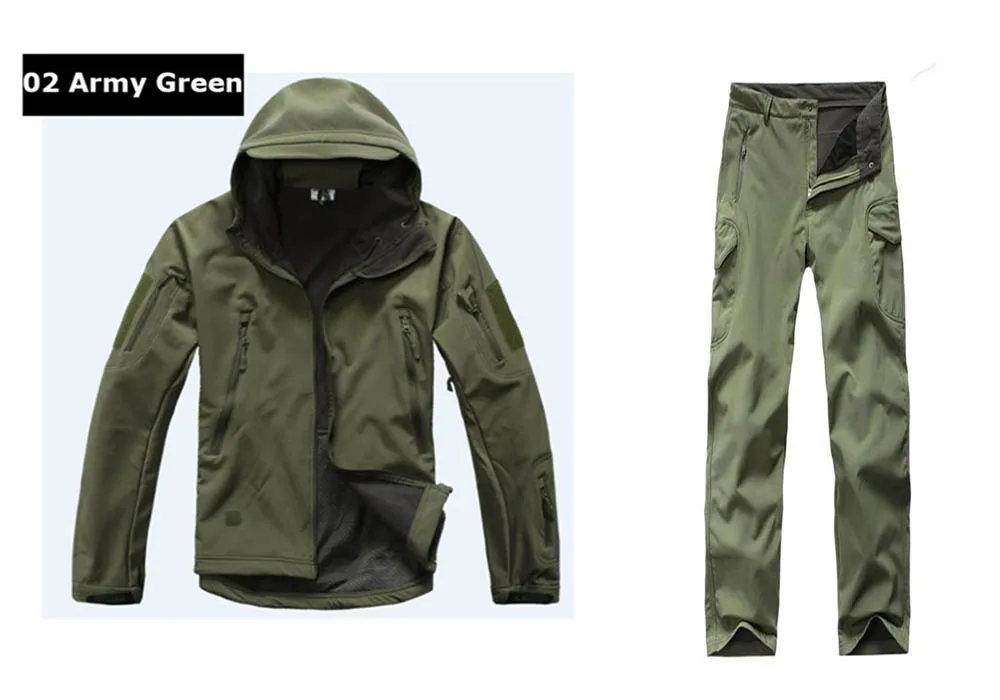 02 Army Green TAD софтшелл костюм с текстурой наподобие Акульей шкуры Мужская Уличная водонепроницаемая охотничья одежда флисовая подкладка куртка Военный Кемпинг снаряжение - Цвет: 02 Army Green