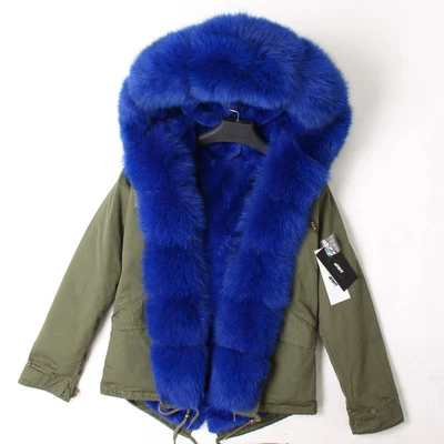 7 OFTBUY, зимняя куртка для женщин, пальто из натурального меха лисы, воротник из искусственного меха, армейская зеленая парка, новая модная Рождественская одежда - Цвет: 7