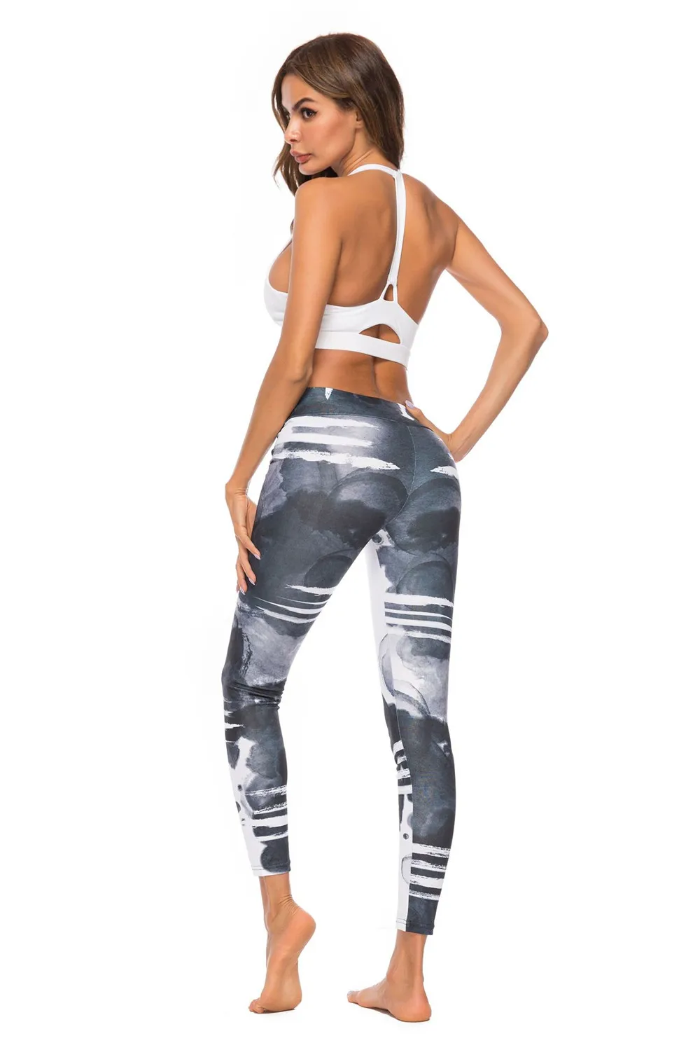 Женские брюки для занятий йогой сексуальные леггинсы с высокой талией и цифровым