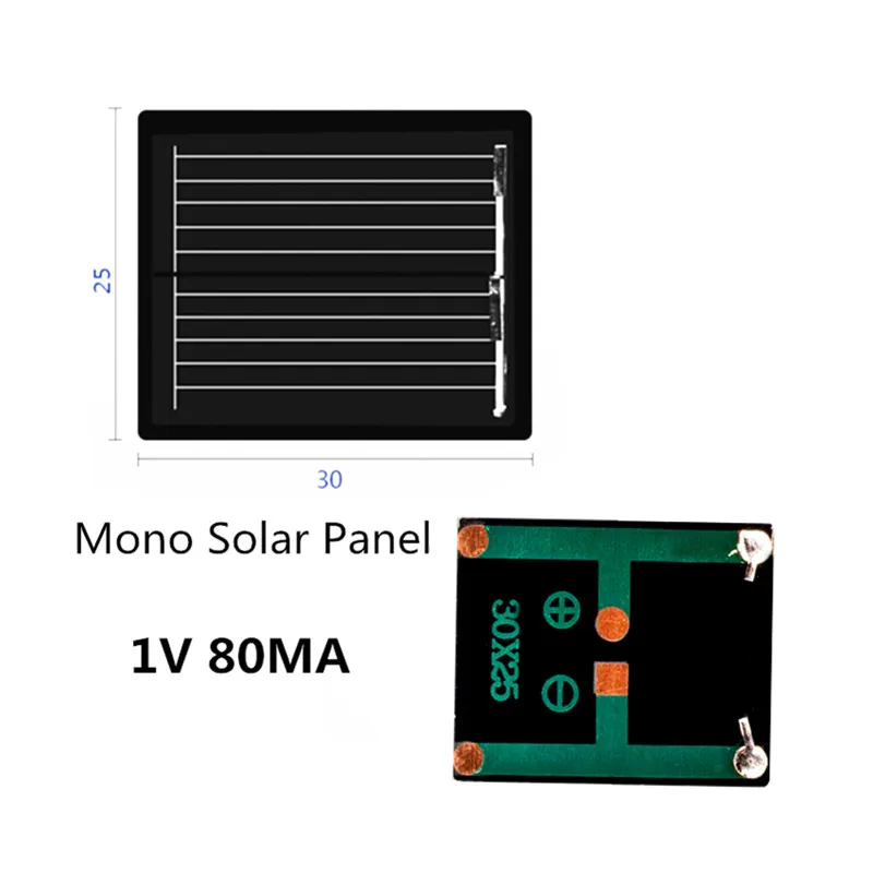 Моно солнечная панель с одним кристаллом 1V 80MA Солнечная система DIY для