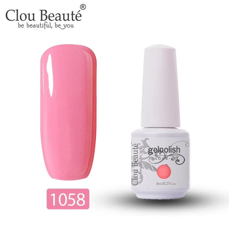 1058 Clou Beaute Гель-лак 8 мл Полупостоянный УФ светодиодный лак для ногтей замачиваемый Белый Гель-лак для ногтей базовое верхнее покрытие дизайн ногтей - Цвет: 1058