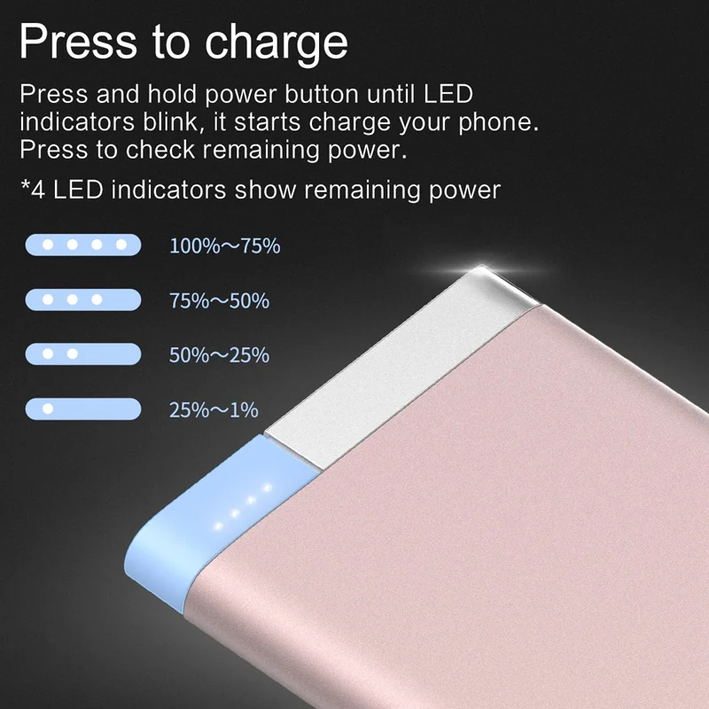 Рок ультра-тонкий 10000 мАч power Bank рок портативный тонкий полимерный металлический