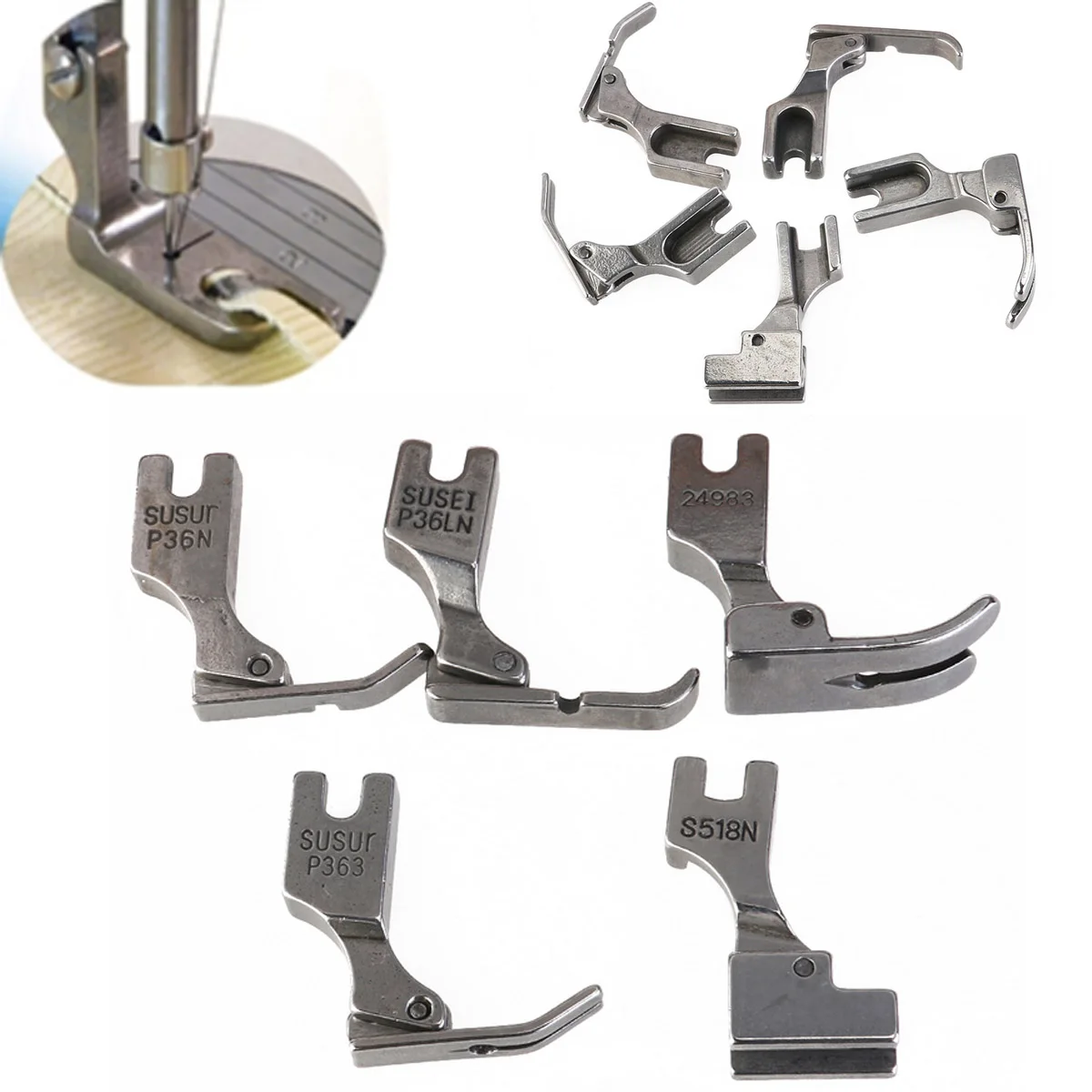 5 шт. лапки для Juki Brother Consew Sunstar Jack Pfaff промышленный швейный станок S518NS P36LN P36N P351 P363(серебро