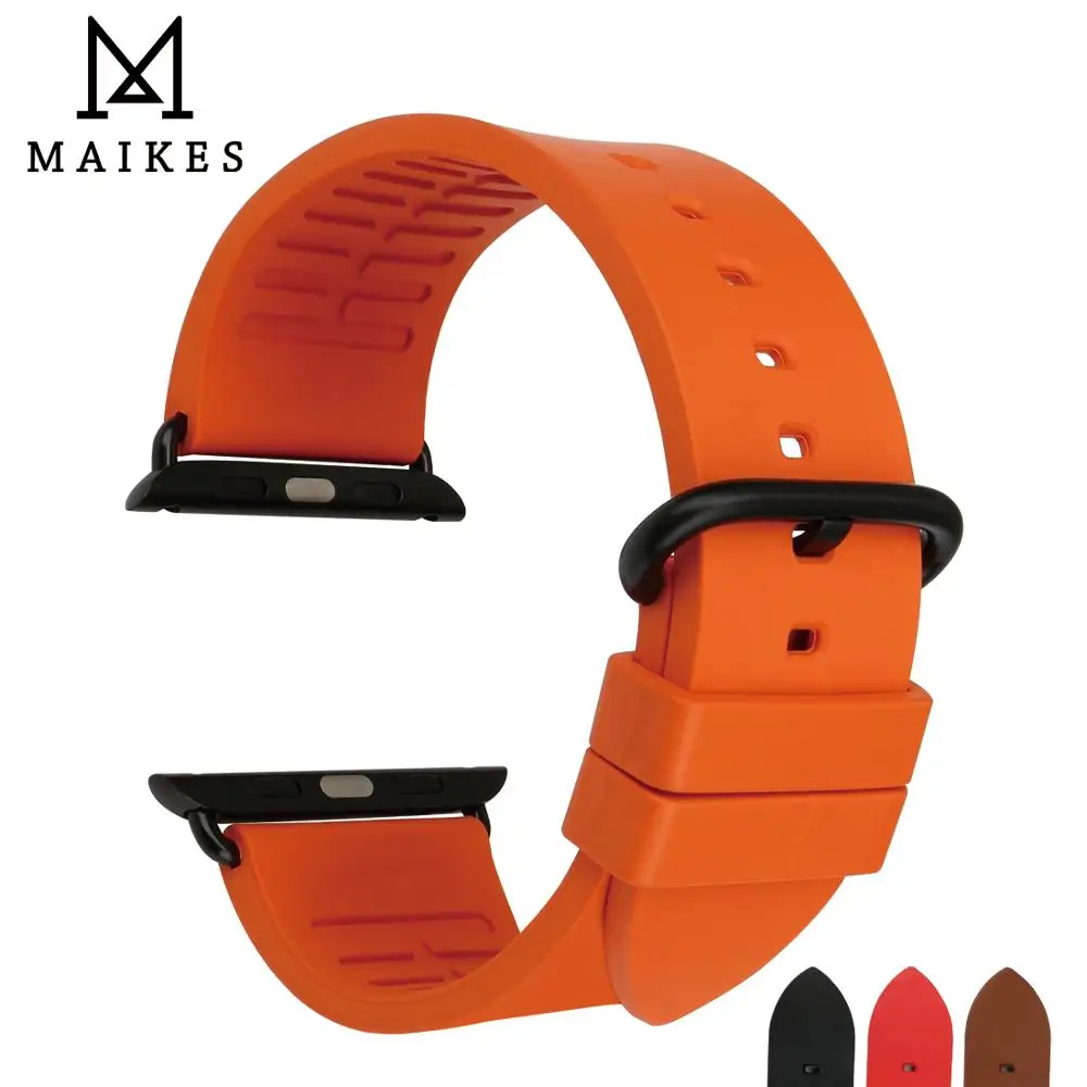 

MAIKES Watch Accessories Watchband iwatch 44mm 40mm Sports Fluorocarbon Rubber Watch strap For Apple Watch Bands 42mm 38mm