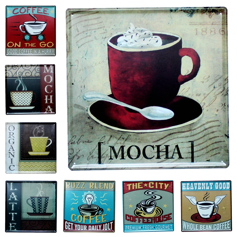 Металлическая настенная панель Cofe для кофейного дома с жестяными вывесками