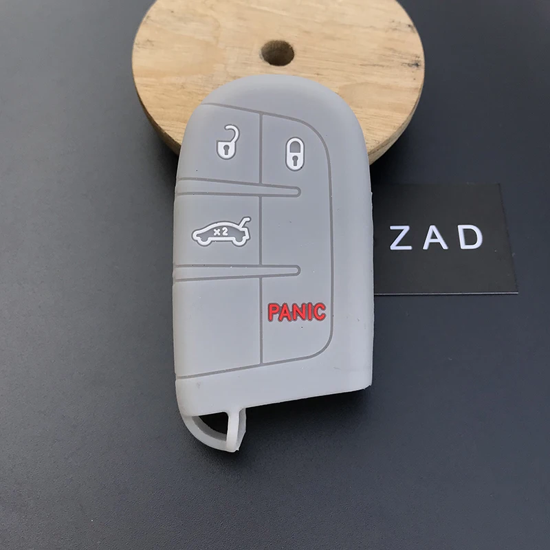 ZAD силиконовый чехол для автомобильного ключа CHRYSLER Dodge JEEP FIAT Smart Remote 3 + panic 4 кнопки