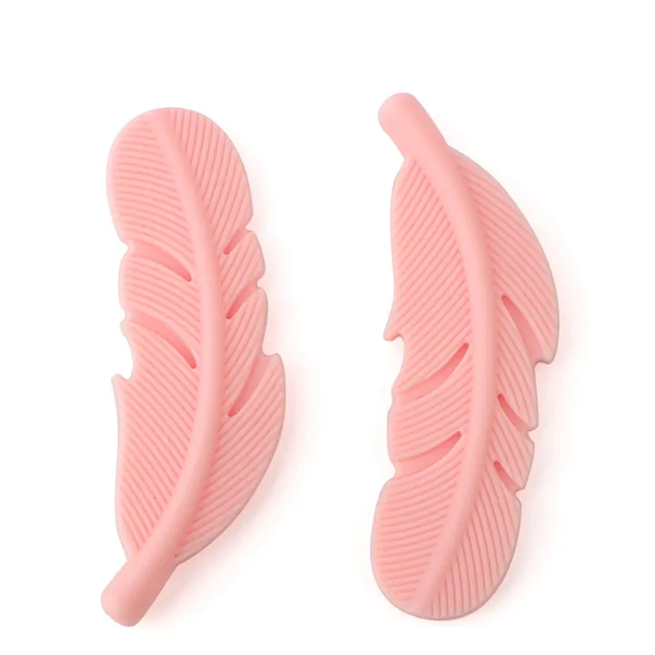 47 Baby Pink Keep& grow, 5 шт., силиконовые бусины в виде перьев, Детские Прорезыватели, браслет, жевательное ожерелье, подвеска, пищевая, сделай сам, для изготовления детских прорезывателей - Цвет: 47 Baby Pink