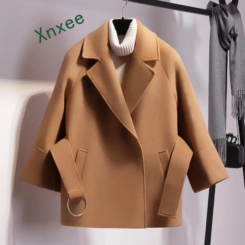 Xnxee женское свободное Короткое шерстяное пальто на весну и зиму женская накидка с