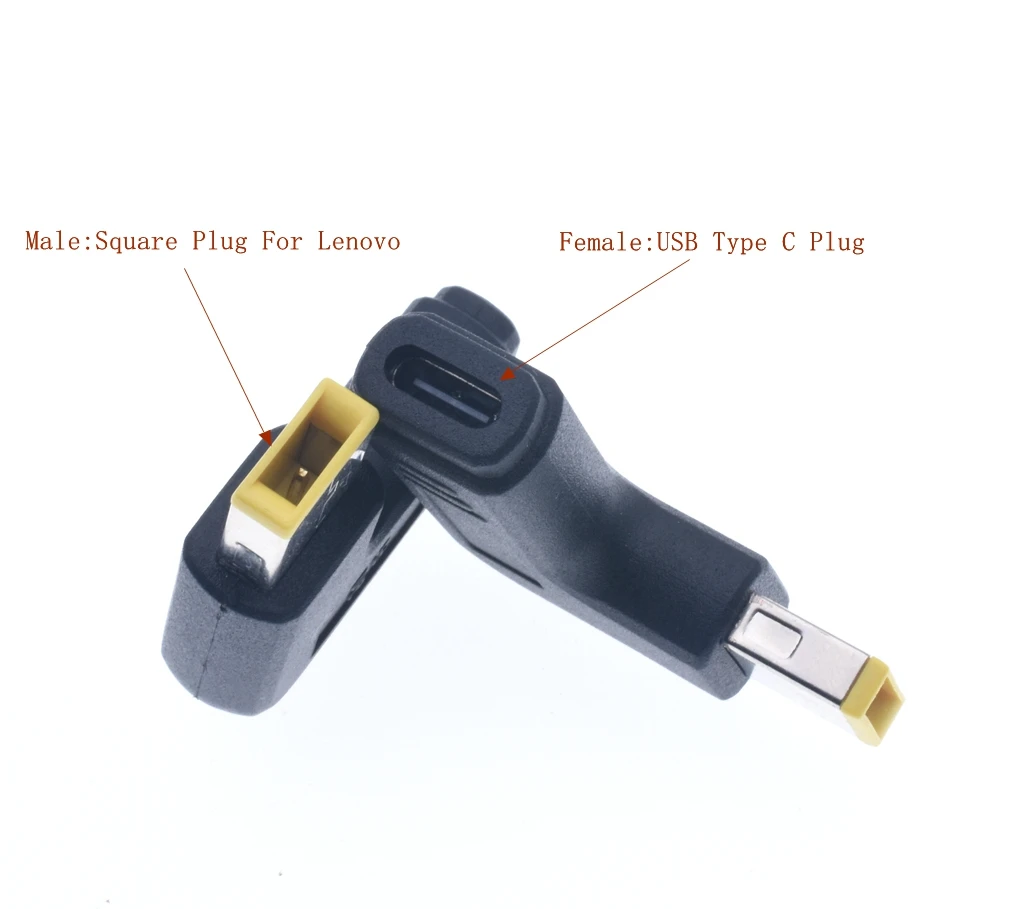 Square Plug Адаптер питания для ноутбука, разъем постоянного тока, usb type C, женский, универсальный, мужской разъем, конвертер для lenovo, для Asus, зарядное устройство для ноутбука - Цвет: Square Plug