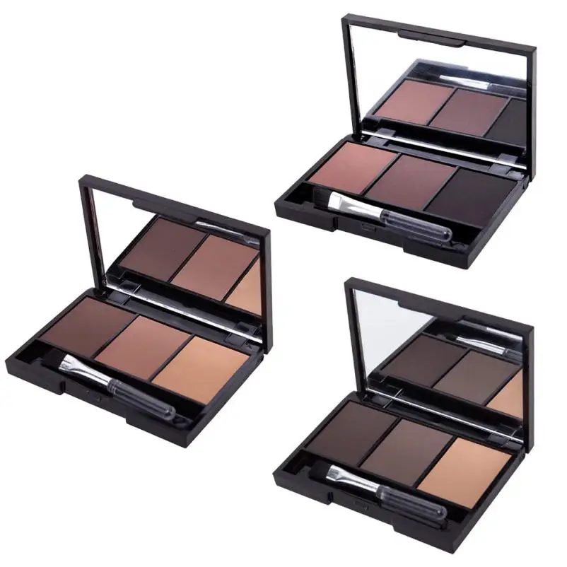 1 шт. 3 цвета палитра теней для бровей косметический макияж глаз кисть зеркальная