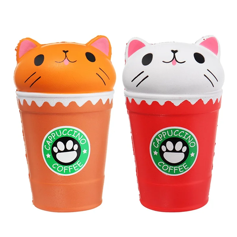 Jumbo 14 см Kawaii Squishies кофейная чашка Кот приколы розыгрыши игрушка анти strss