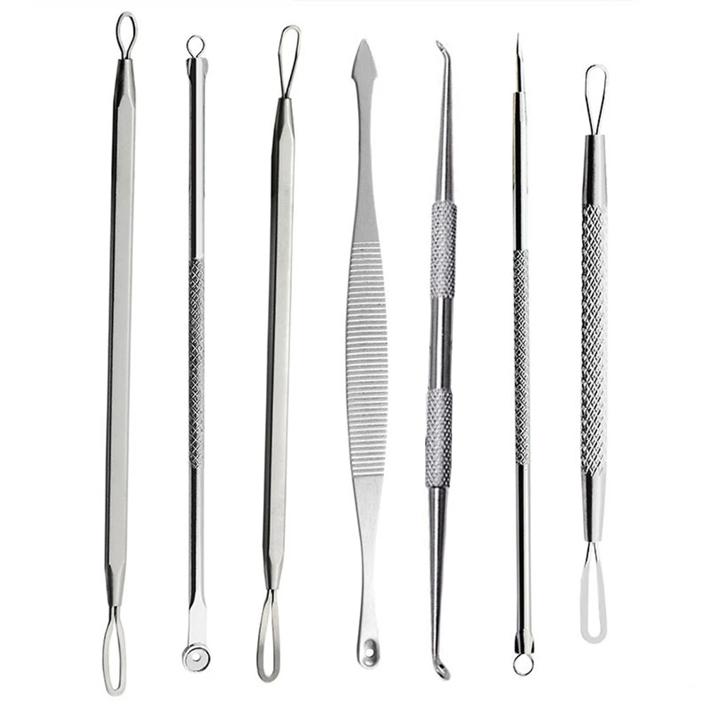 8 pcs High Quality Blackhead Removal Comedone Extractor Pimple Stainless Steel Acne Needles Set Tool Facial Clean | Красота и