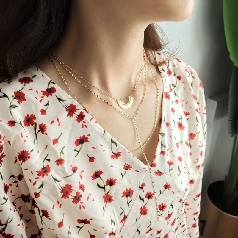 

LouLeur 925 sterling silver pig nose double necklace gold fashion city designer chain necklace for women 2018 festival jewelry