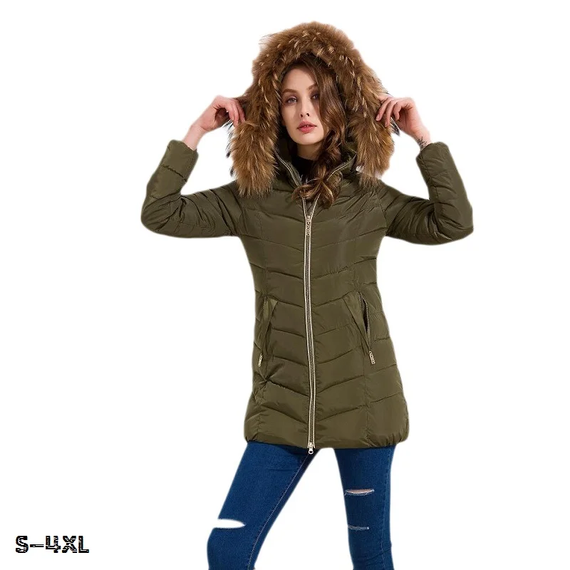Женские куртки зимнее пальто 2018 модная зимняя Новинка воротник из натурального