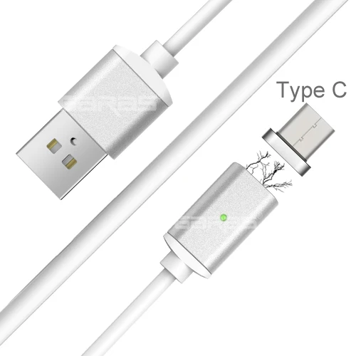 GARAS Магнитный usb type-C кабель USB-C/type-C быстрое зарядное устройство адаптер магнит Дата кабели для мобильных телефонов для Xiaomi/huawei type-C кабель - Цвет: silver type c
