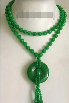 Huij 003838 2 Ряда Зеленый Нефрит Бусины Круглые Подвеска Мао Yilian