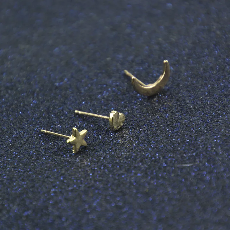 E06 модные ювелирные изделия золотой цвет любовь сердце звезды луна серьги