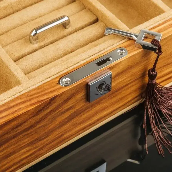 Online Luxurly Reine Solide Holz Schmuck Box Schmuck Sammlung Lagerung Fall Doppel Desktop Tisch Veranstalter Mit Schloss Für Geschenke MSSH008
