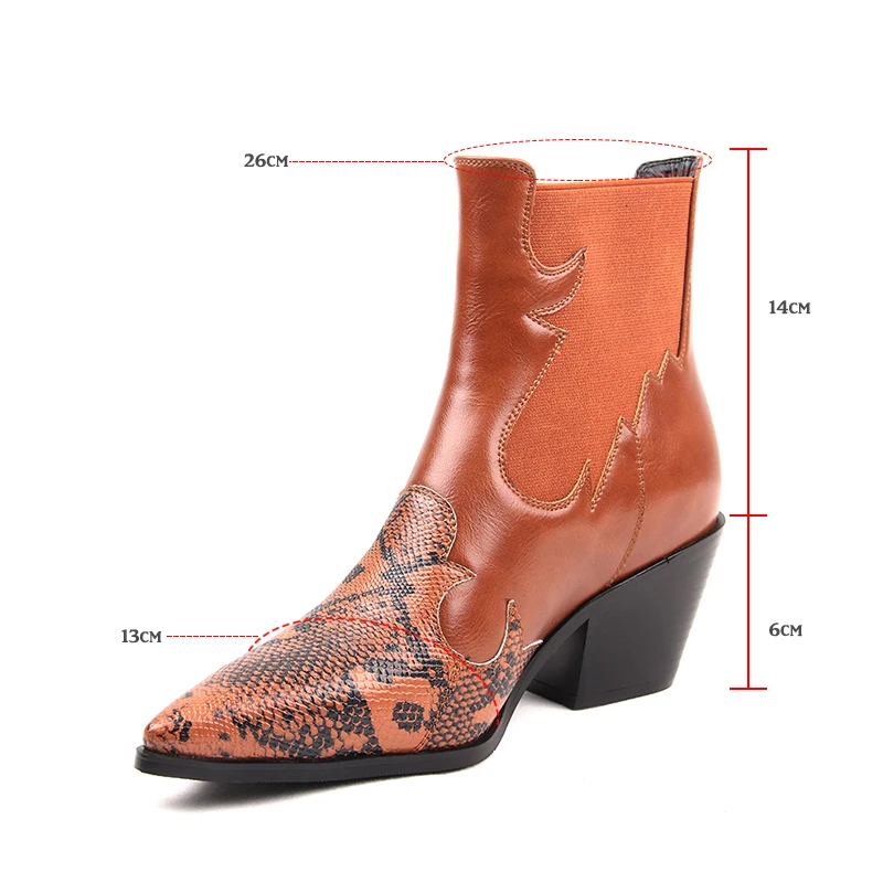 Женские ковбойские сапоги до колена коричневого цвета из микрофибры с острым