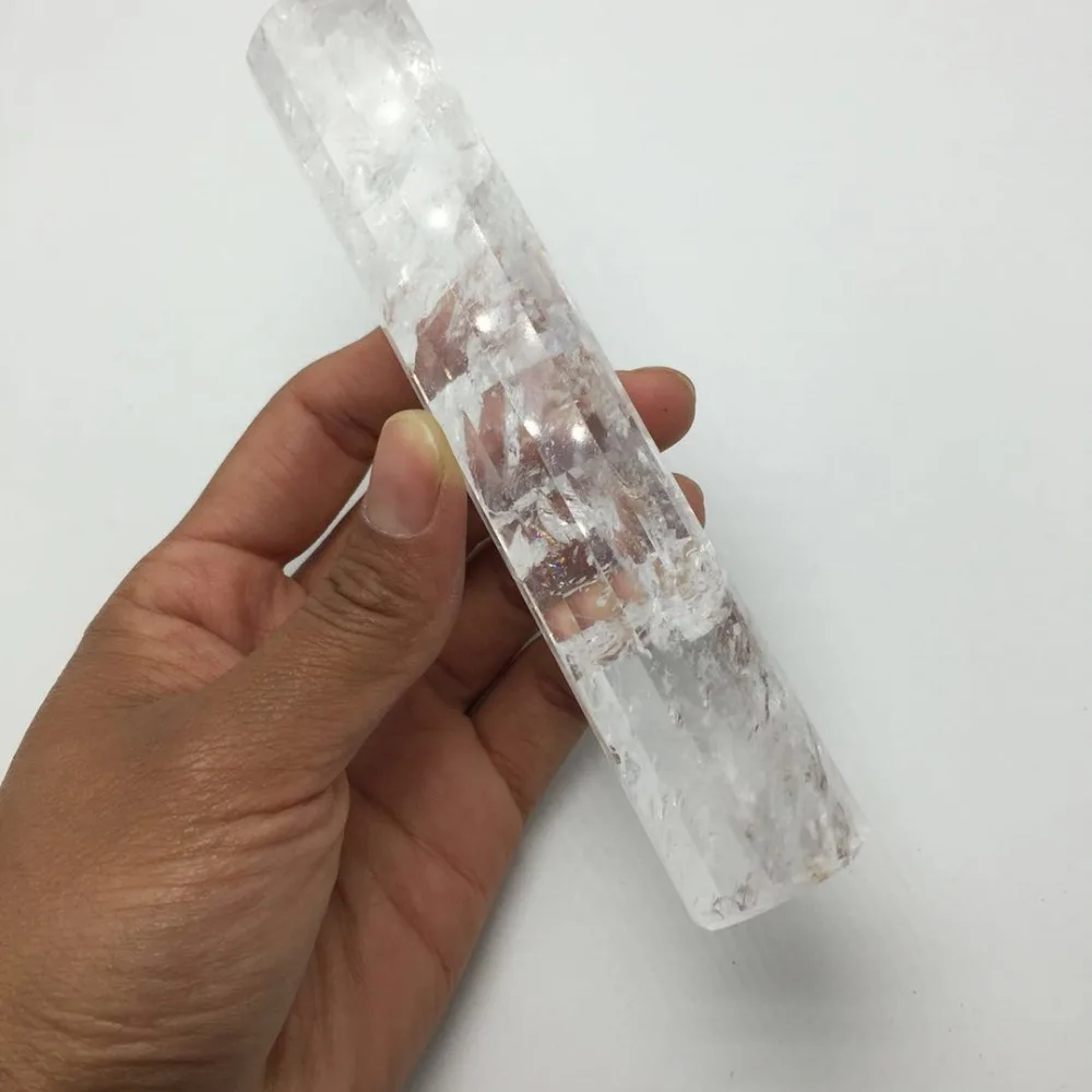 12 граней Натуральный прозрачный кварцевый кристалл драгоценный камень палочка