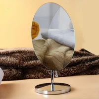 smooth cosmetic mirror 360 degrees rotation stylish chrome finish tabletop vanity makeup mirror oval