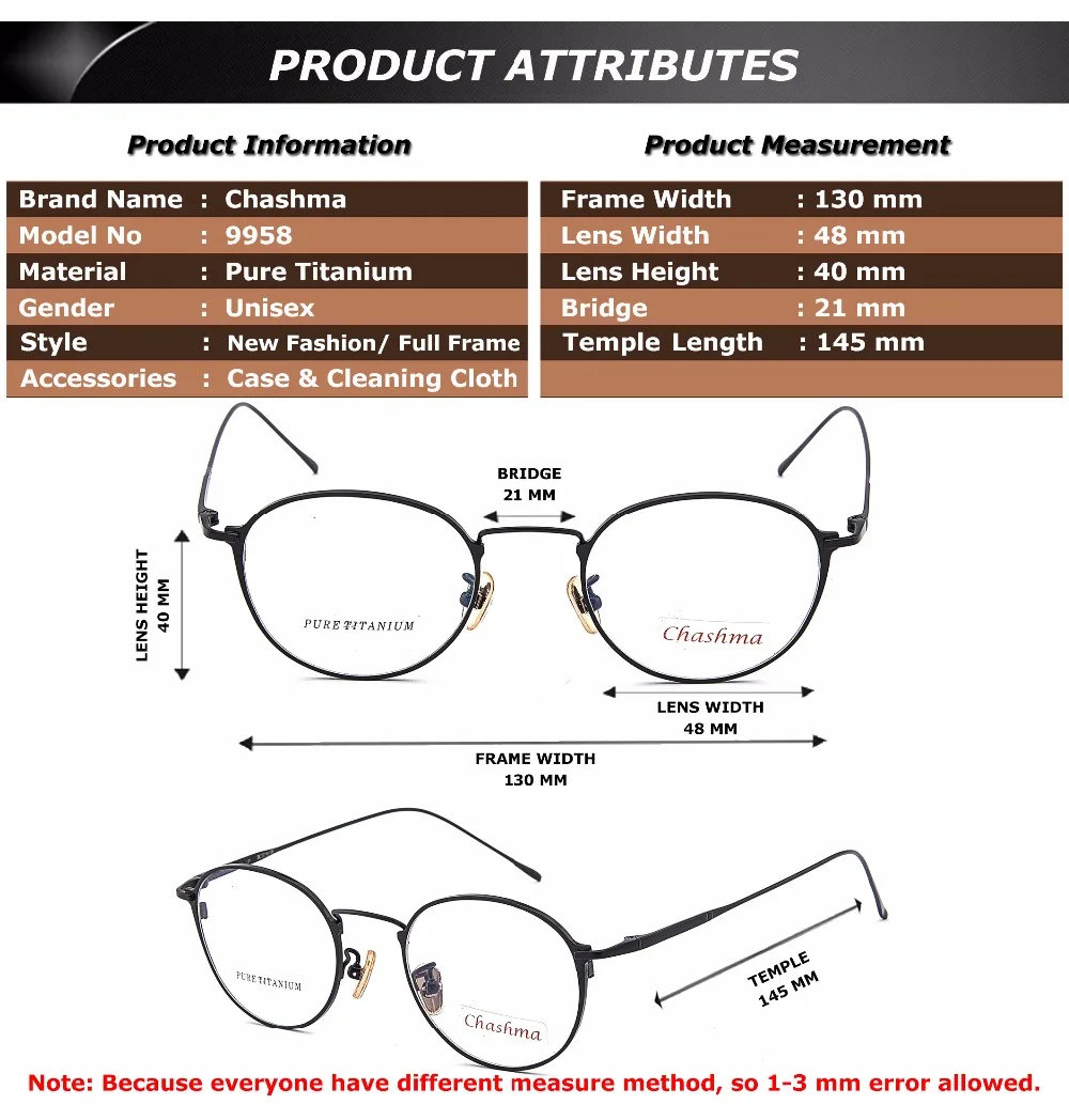 Chashma Женская винтажная рамка Lentes Opticos Gafas высокое качество круглые титановые светлые рамки очки ретро для женщин и мужчин