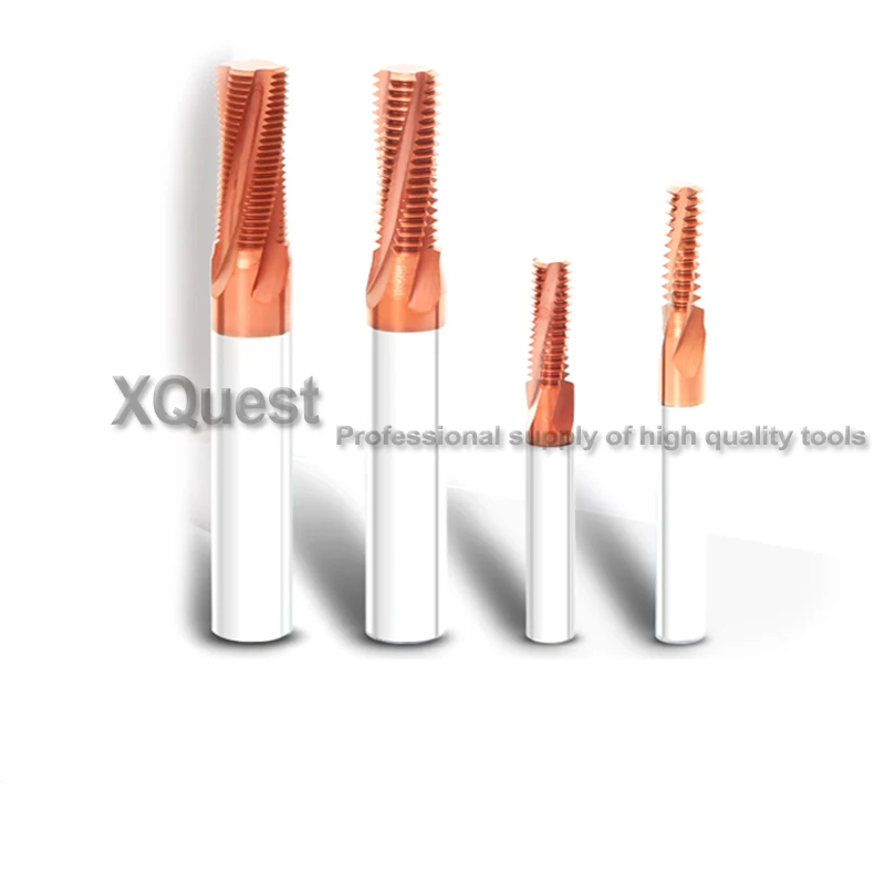 XQuest HRC60 твердосплавные резьбовые фрезерные M3 M4 m5 m6 m8 m10 m12 станок с ЧПУ спиральная мелкая Резьбовая фреза M6X0.75 M8X1 M10X1