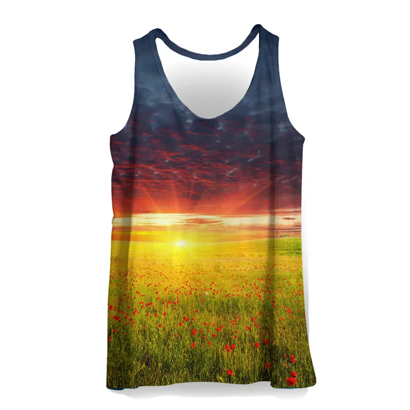 T7 Мужская майка с 3D принтом деревьев, повседневные майки без рукавов, летние мужские пляжные майки с 3D принтом реки, дышащая одежда размера плюс - Цвет: T7