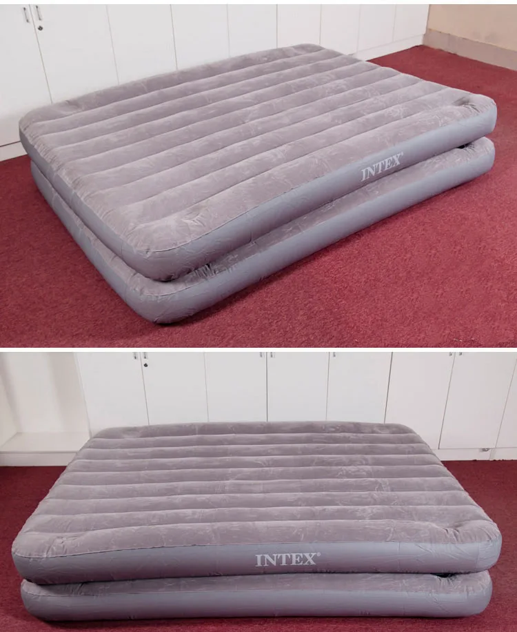 INTEX 67744 152*203*46 см Полосатый двухслойный разделяемый надувной коврик для кровати, коврик для пикника с электрическим насосом