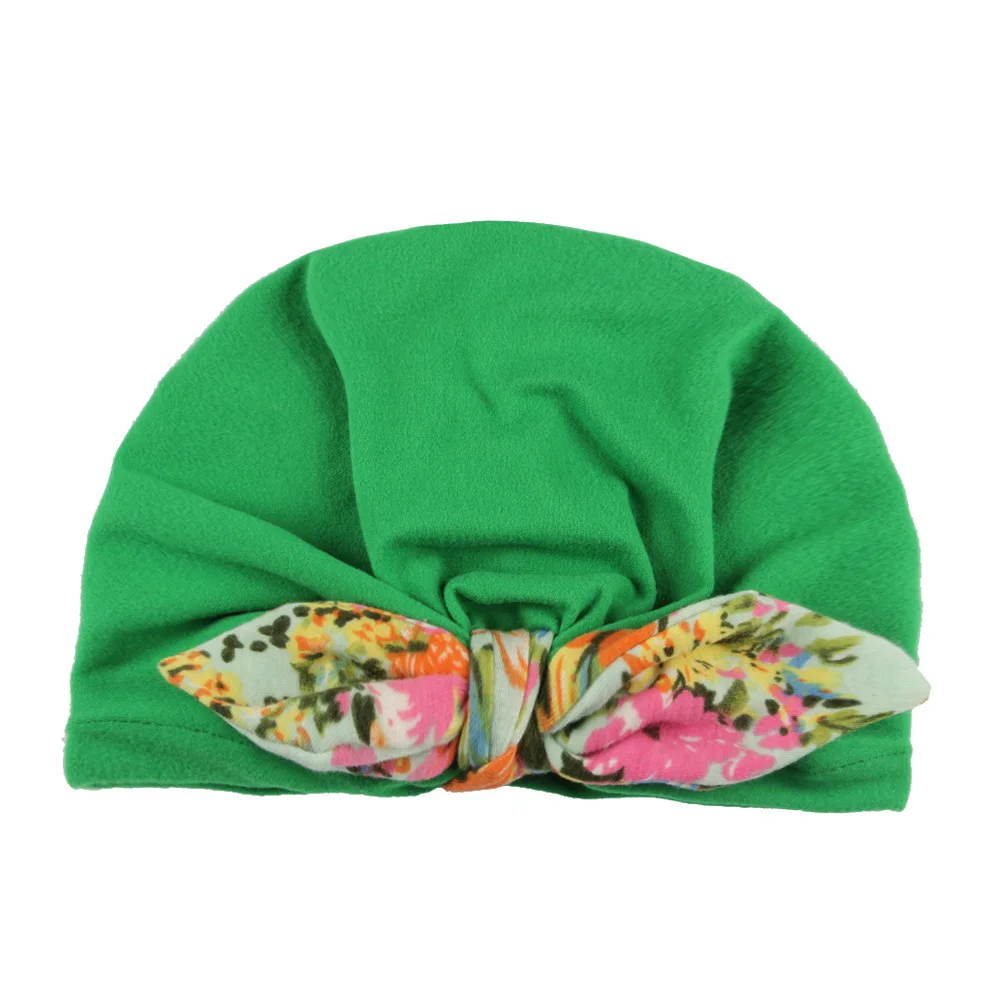 E205645 Sweet Dot Baby Girl Hat with Bow Candy Color Baby Turban Cap for Girls Elastic Infant Accessories 1 PC - Цвет: E205645