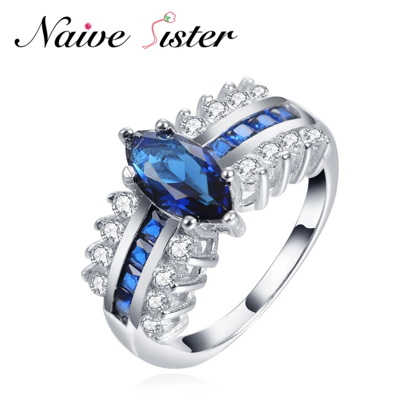 2019 Элегантное синее заполненное фианитом Кольцо уникальный дизайн модные