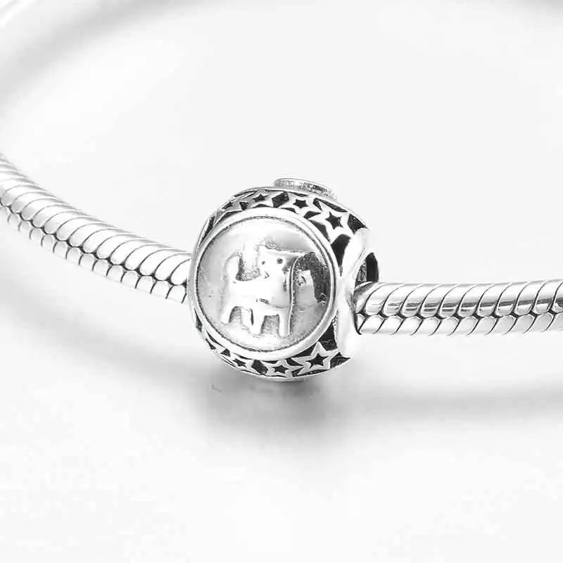 925 пробы, серебряный, модный, 12, созвездие, звезда, Зодиак, бусины, талисманы, подходят к оригиналу, Пандора, очаровательный браслет, изготовление ювелирных изделий - Цвет: Taurus