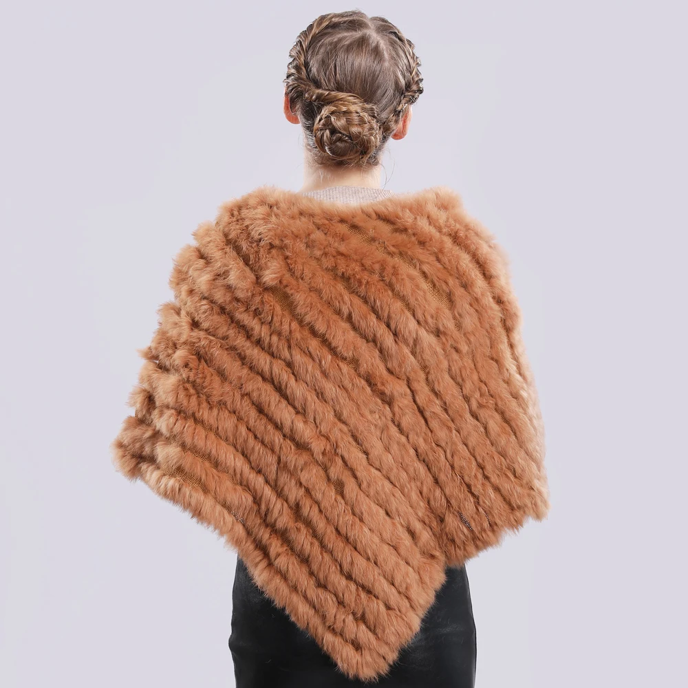 Лидер продаж пончо из натурального кроличьего меха шаль шарф вязаный эластичный