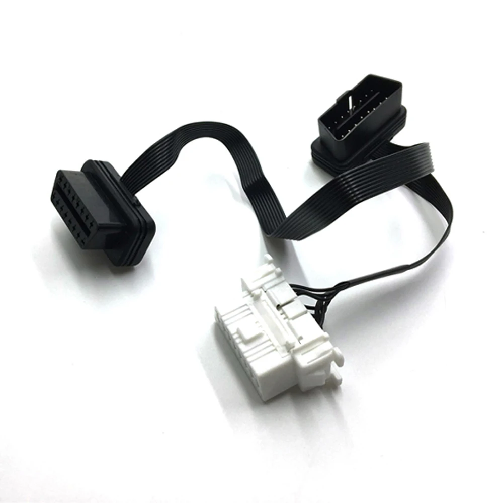 Плоский тонкий Удлинительный кабель OBD 2 переходник типа Папа два Y крепление для