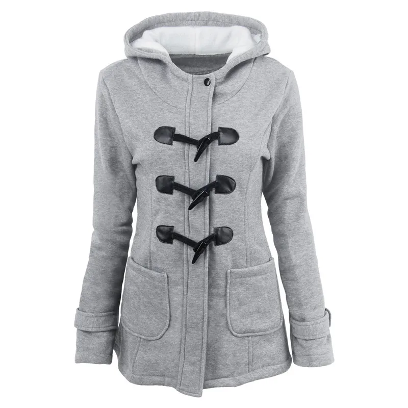 BFZY01Light gray Зимний женский с капюшоном плотное негабаритное зимнее пальто хлопковая куртка Повседневная модная Длинная Верхняя одежда Женские однотонные женские топы - Цвет: BFZY01Light gray