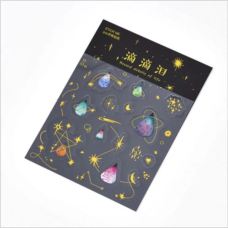 color tears Планета звездное небо межзвездная Золотая бронзовая декоративная ПВХ наклейка DIY планировщик дневник в стиле Скрапбукинг телефон Индекс стикер s Escolar - Цвет: color tears