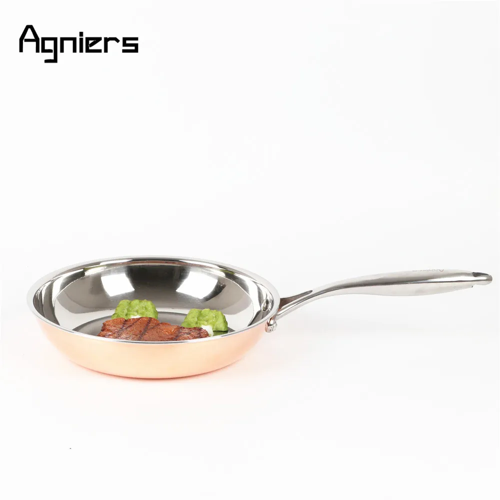 Разноцветные медные сковороды Agniers 26 см с 10 дюймовым краем из нержавеющей стали
