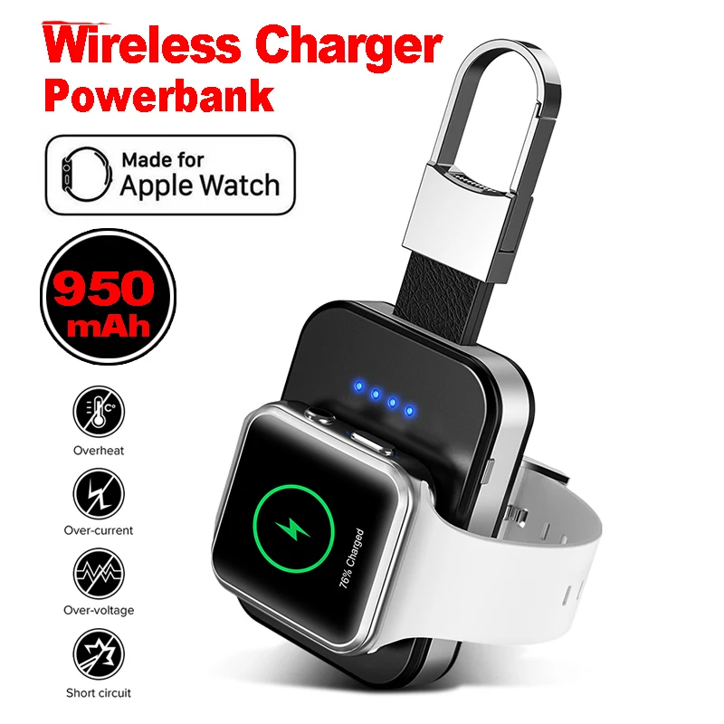 QI Беспроводной Зарядное устройство для Apple Watch 1 2 3 серии 950 mah Зарядные мини-устройства брелок-аккумулятор для зарядные устройства для часов для Iwatch Зарядное устройство