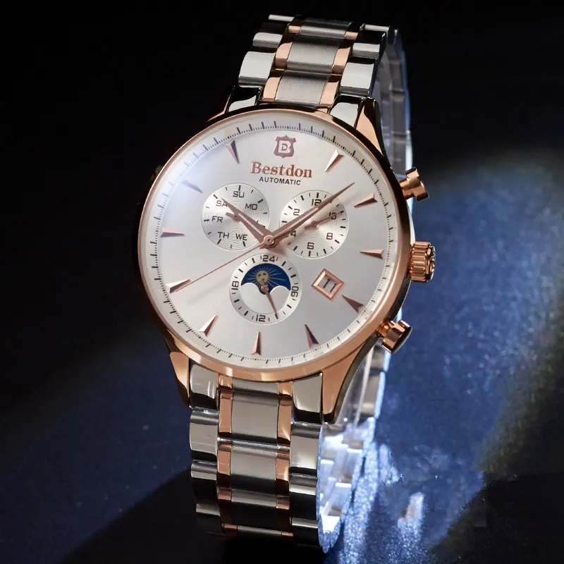 2017 мужские часы люксовый бренд Bestdon деловые механические золотые Календарь
