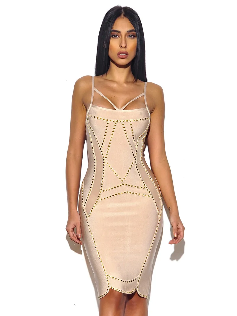 Новый стиль абрикосовое облегающее Бандажное платье без бретелек сексуальные