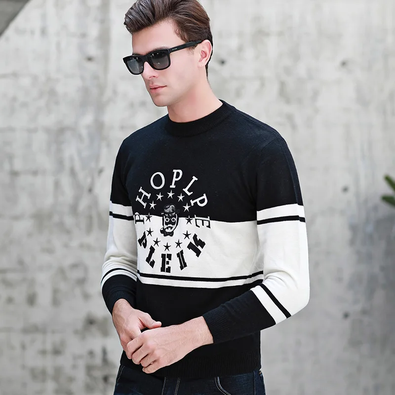 MACROSEA Новое поступление мужской свитер с круглым вырезом и буквенным принтом