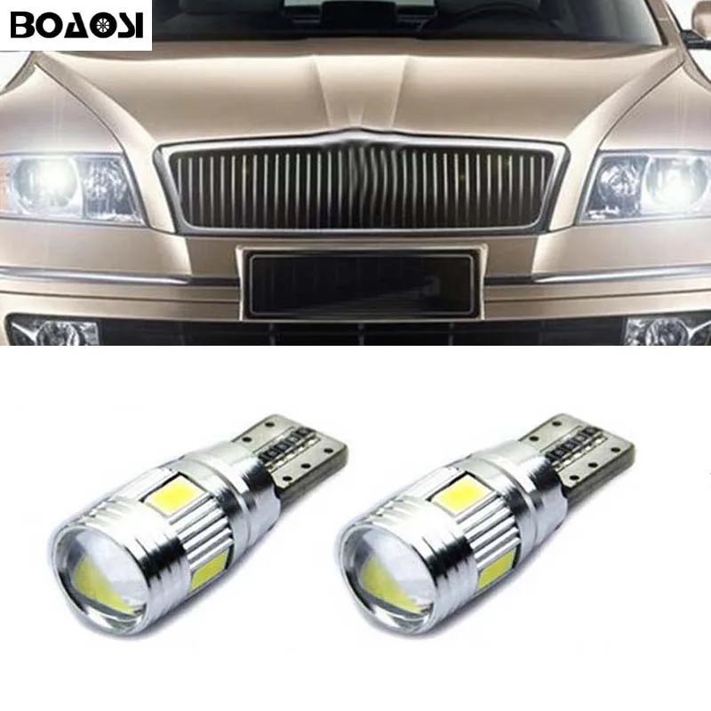Автомобильные светодиодные лампы BOAOSI 2x T10 LED W5W Samsung 5630SMD для skoda octavia 2 a7 a5 fabia rapid yeti